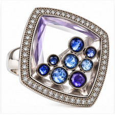Rarities by Carol Brodie Iolite Floating Shaker Sterling Silver Ring Size 6 NIB picture
