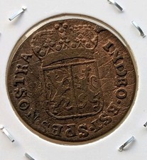 1785 Dutch Netherlands VOC 1 Duit New York Penny Gelderland GRADE Coin_b884 picture