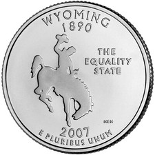 2007 P Wyoming Uncirculated State Quarter from roll picture