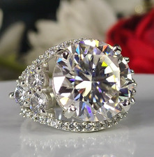 RARE 9.95 Ct Certified Round White Diamond Solitaire Ring In 925 Silver picture
