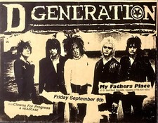 D GENERATION CLOWNS FOR PROGRESS + VINT 1994 FLYER 9/9/1994 MY FATHERS PLACE NYC picture