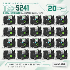 20PK TZe-S241 for Brother P-Touch Laminated Tape 0.7