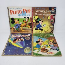 Vintage Walt Disney Little Golden Books Lot of 4 Mickey Mouse Pluto 1950s A Eds picture