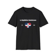 Dominican Republic Flag Heart T-Shirt - La República Dominicana EST 1844, picture