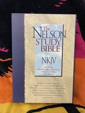 The Nelson Study Bible NKJV 1997 Burgundy Bonded Leather Complete System 2885BG picture