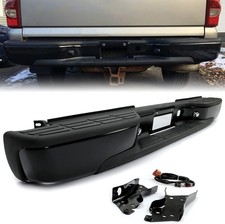 Rear Step Bumper W/License Plate Lights Powder Coated Black Compatible picture