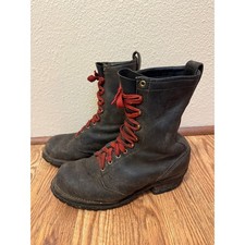 Vintage Wesco Logger Leather Boots Men 9.5 D Outdoor Jobmaster Lace up Lineman picture