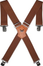 WELKINLAND 2Inch-Wide Work Suspender, Brown-Elastic Suspenders 2-Inch, Brown picture