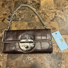 Kathy Van Zeeland  Shoulder/Clutch Bag, Purse 👜 Brown Silver hardware 🔥 picture