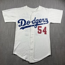 Vintage Los Angeles Dodgers Jersey Mens S White MLB Candelaria 54 Teamwork USA picture