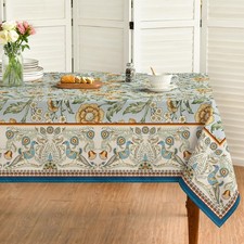 Floral Bordered French Rectangular Tablecloth, 60x140 Inch picture