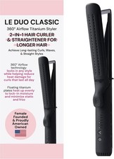 L'ANGE Le Duo Grande 2-in-1 Titanium Hair Styler Straightener Black (Open Box) picture