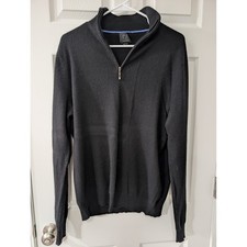 Qi Cashmere, Mens XL, 100% Cashmere Sweater, Black Quarter Zip, Quiet Luxury, picture