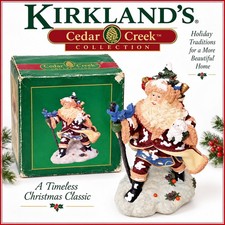 'KIRKLAND's LARGE SANTA FIGURINE CEDAR CREEK SANTA With Toy Bag, 11.5