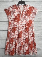 Jude Connally Painted Blooms Red Maddie Dress Size S picture