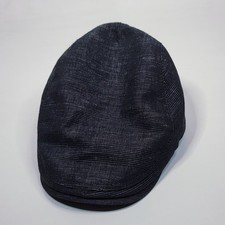 Ted Baker London Flat Cap Mens 57cm Medium Black Cotton Linen Ivy Driving Hat picture