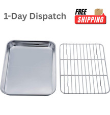 TeamFar Toaster Oven Tray and Rack Set 9.3 x 7 x 1 Inch Stainless Steel. picture