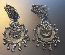 Vintage Federico Jimenez sterling silver signed clip on earrings picture