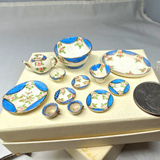 Teresa Welch Signed 12pc Artisan Porcelain Tea Set 1982-87 Dollhouse 1:12 - RARE picture