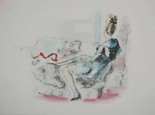 André DIGNIMONT: The Blue Dress, Original Signed LITHOGRAPH, 1946 picture
