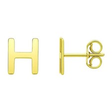 Yours Truly Initial H Stud Earrings in 14K Yellow Gold picture