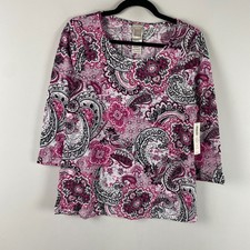 Chicos Zenergy Top Size 0 US Small Crushed Paisley 3/4 Sleeves Top picture