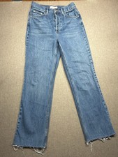 Topshop KORT Jeans W30 L30 High Rise Straight Flare Raw Hem Light Wash Denim picture