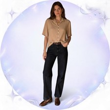 Vintage Impressions of California Taupe Rayon Blouse Size 8 picture
