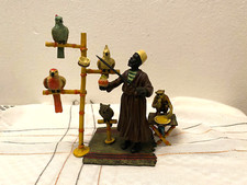 Colored bronze Sculpture Vienna style Arabian with parrots after Franz Bergman picture