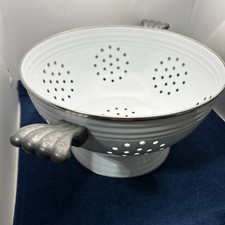 Vintage Fiesta Ware Large Colander Strainer Enamel Homer Laughlin in White picture