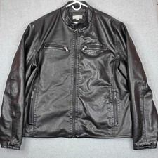 Paulo Solari Motorcycle Jacket Mens XXL Black Faux Leather Cafe Racer picture