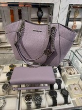 Michael Kors Medium Large Handbag Purse Shoulder Bag Tote + Wallet Lilac Clutch picture