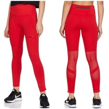 NIKE Epic Luxe Sculpting High Waist Running Leggings with Mesh Panels Red Size M picture