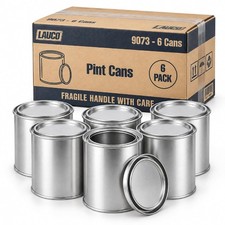 LAUCO Empty Paint Cans with Lids, 16 oz Pint Metal Paint Cans, 6 Pack, Durable picture