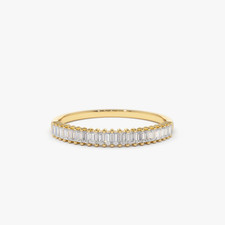 0.22 Ct Baguette Cut Lab Grown Diamond Wedding Band Ring 14k Yellow Gold picture