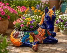 New Artisan Handmade Hand-Painted Talavera Ceramic Horse Planter Statue picture