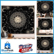 ARTCREATOR Sun and Moon Tapestry Black Golden Mandala 70