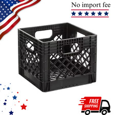 Juggernaut Storage 16QT Heavy-Duty Plastic Milk Crate Black with Built-in Handle picture