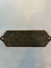 Antique Challenge Machinery Co Brass Nameplate Printing Press Grand Haven MI picture