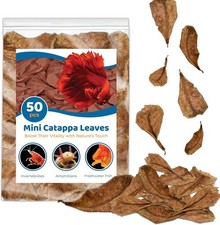 50 Pcs Mini Catappa Indian Almond Leaves for Betta Fish Aquarium, Shrimp, Frogs, picture