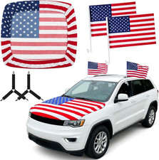 American Flag Car Hood Cover Set, 63 x 47 Inch Universal USA Flag Hood Wrap with picture
