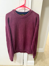 Vintage Eddie Bauer Chunky Cotton Crewneck Sweater Mauve Purple Size L picture