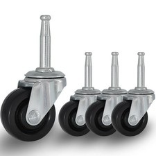 1-1/2 Inch Vintage Antique Swivel Caster Wheels, Rubber Casters 5/16 Inch x 1-1/ picture