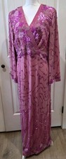 VTG Mode O Day Singapore Beaded Sequin Maxi Dress Flapper Gatsby Pink Measure L picture