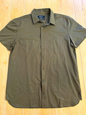 BYLT Premium Basics Men’s Green Solid Short Sleeve Stretch Button-Up Shirt L picture