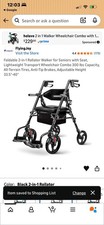 FlyingJoy 2-in-1 Rollator Walker & Transport Chair, Adjustable, 300 lb, Black picture