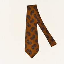 Vintage Brooks Brothers Silk Tie Brown Paisley Geometric Made in USA 3.75 x 58