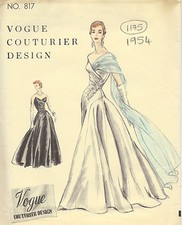 1954 Vintage VOGUE Sewing Pattern B32 DRESS EVENING GOWN (1175) picture