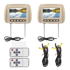 headrest DVD Player 2 Screens, 2pcs Universal 7 in HD Car Headrest Brown picture