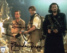 Signed Brendan Fraser & John Hannah The Mummy 8x10 w/ Official Pix COA picture